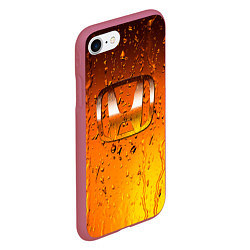 Чехол iPhone 7/8 матовый Honda капли дождя, цвет: 3D-малиновый — фото 2
