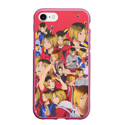 Чехол iPhone 7/8 матовый Kozume Kenma Pattern Color, цвет: 3D-малиновый