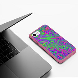 Чехол iPhone 7/8 матовый Неоновый абстрактный узор, цвет: 3D-малиновый — фото 2