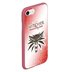 Чехол iPhone 7/8 матовый The Witcher Monster Slayer - Noise, цвет: 3D-малиновый — фото 2