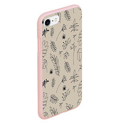 Чехол iPhone 7/8 матовый Цветы и листья, цвет: 3D-светло-розовый — фото 2