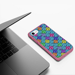 Чехол iPhone 7/8 матовый Неоновый яркий абстрактный узо, цвет: 3D-малиновый — фото 2