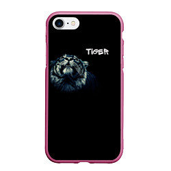Чехол iPhone 7/8 матовый Тигр, цвет: 3D-малиновый