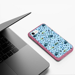 Чехол iPhone 7/8 матовый Дождливая осень Тучки и дождь, цвет: 3D-малиновый — фото 2