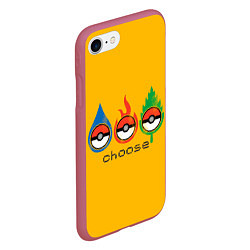 Чехол iPhone 7/8 матовый Выбирай покемона, цвет: 3D-малиновый — фото 2