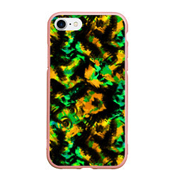 Чехол iPhone 7/8 матовый Абстрактный желто-зеленый узор, цвет: 3D-светло-розовый