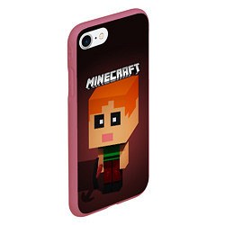 Чехол iPhone 7/8 матовый MINECRAFT МАЙНКРАФТ Z, цвет: 3D-малиновый — фото 2