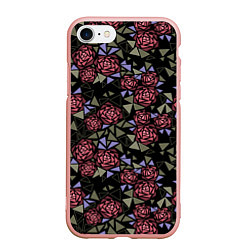 Чехол iPhone 7/8 матовый Цветочная мозаика, цвет: 3D-светло-розовый
