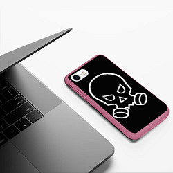 Чехол iPhone 7/8 матовый Череп с противогазом, цвет: 3D-малиновый — фото 2