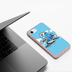 Чехол iPhone 7/8 матовый Пачка молока на скейте, цвет: 3D-светло-розовый — фото 2