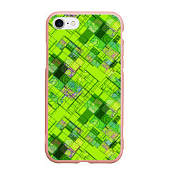 Чехол iPhone 7/8 матовый Ярко-зеленый абстрактный узор, цвет: 3D-светло-розовый