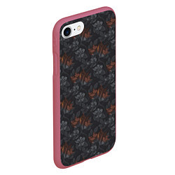 Чехол iPhone 7/8 матовый Серо-коричневый цветочный узор, цвет: 3D-малиновый — фото 2