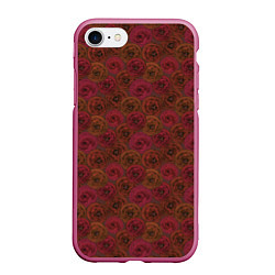Чехол iPhone 7/8 матовый Цветочный коричневый ретро, цвет: 3D-малиновый