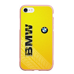 Чехол iPhone 7/8 матовый BMW СЛЕДЫ ШИН БМВ, цвет: 3D-светло-розовый