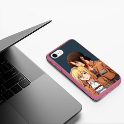 Чехол iPhone 7/8 матовый Имир и Хистория, цвет: 3D-малиновый — фото 2