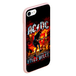 Чехол iPhone 7/8 матовый ACDC HELLS BELLS, цвет: 3D-светло-розовый — фото 2