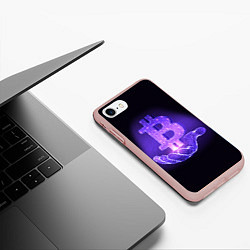 Чехол iPhone 7/8 матовый BITCOIN IN HAND БИТКОИН, цвет: 3D-светло-розовый — фото 2