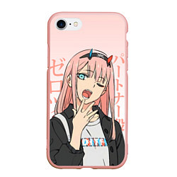 Чехол iPhone 7/8 матовый Zero Two Darling in the Franxx, цвет: 3D-светло-розовый