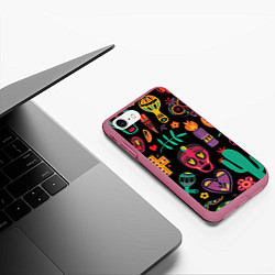 Чехол iPhone 7/8 матовый Весёлый Хэллоуин, цвет: 3D-малиновый — фото 2