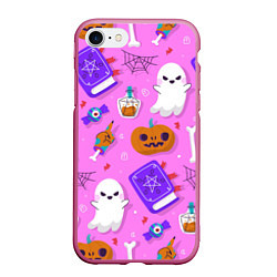 Чехол iPhone 7/8 матовый Дневной Хэллоуин, цвет: 3D-малиновый