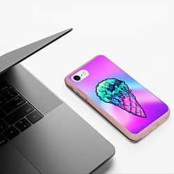 Чехол iPhone 7/8 матовый Мороженое Ice Scream Череп Z, цвет: 3D-светло-розовый — фото 2