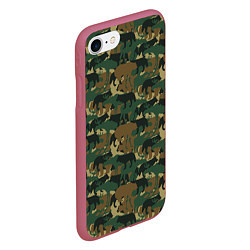 Чехол iPhone 7/8 матовый Охотник камуфляж из зверей, цвет: 3D-малиновый — фото 2