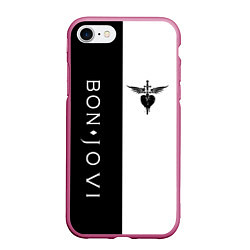 Чехол iPhone 7/8 матовый BON JOVI BLACK WHITE, цвет: 3D-малиновый