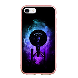 Чехол iPhone 7/8 матовый Star Trek, USS Enterprise, цвет: 3D-светло-розовый