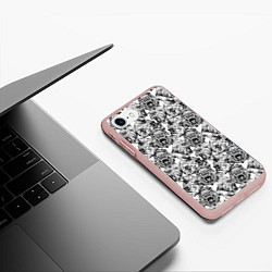 Чехол iPhone 7/8 матовый Злые Гориллы - Паттерн, цвет: 3D-светло-розовый — фото 2