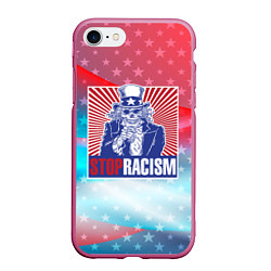 Чехол iPhone 7/8 матовый Стоп расизм!, цвет: 3D-малиновый