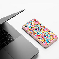 Чехол iPhone 7/8 матовый Вкусный узор из сладостей, цвет: 3D-светло-розовый — фото 2