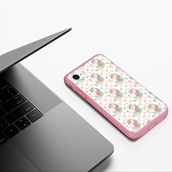 Чехол iPhone 7/8 матовый Единороги паттерном, цвет: 3D-баблгам — фото 2
