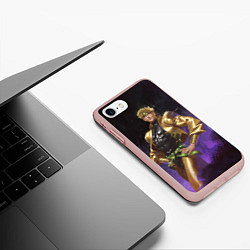 Чехол iPhone 7/8 матовый Дио Брандо Космический из ДЖО джо, цвет: 3D-светло-розовый — фото 2