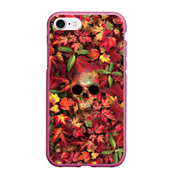 Чехол iPhone 7/8 матовый Осенний череп, цвет: 3D-малиновый