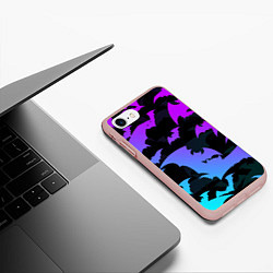 Чехол iPhone 7/8 матовый ЛЕТУЧИЕ МЫШИ ХЕЛЛОУИН НЕОН HALLOWEEN NEON, цвет: 3D-светло-розовый — фото 2