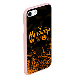 Чехол iPhone 7/8 матовый HALLOWEEN FOREST BATS ЛЕТУЧИЕ МЫШИ В ЛЕСУ ХЕЛЛОУИН, цвет: 3D-светло-розовый — фото 2