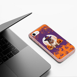 Чехол iPhone 7/8 матовый Мопс на хэллоуин, цвет: 3D-светло-розовый — фото 2