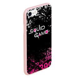 Чехол iPhone 7/8 матовый Игра в кальмара: Брызги красок, цвет: 3D-светло-розовый — фото 2