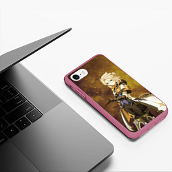 Чехол iPhone 7/8 матовый Genshin Impact - Geo Albedo, цвет: 3D-малиновый — фото 2