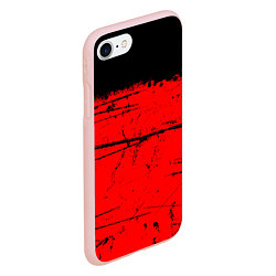 Чехол iPhone 7/8 матовый КРАСНЫЙ ГРАНЖ RED GRUNGE, цвет: 3D-светло-розовый — фото 2