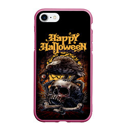 Чехол iPhone 7/8 матовый Черный ворон на Хэллоуин, цвет: 3D-малиновый