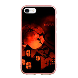 Чехол iPhone 7/8 матовый Красная луна на Хэллоуин, цвет: 3D-светло-розовый