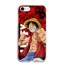 Чехол iPhone 7/8 матовый Манки Д Луффи, One Piece, цвет: 3D-белый