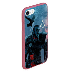 Чехол iPhone 7/8 матовый ASSASSINS CREED VALHALLA ЭЙВОР И ВОРОН, цвет: 3D-малиновый — фото 2