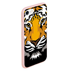 Чехол iPhone 7/8 матовый Суровый взгляд тигра, цвет: 3D-светло-розовый — фото 2