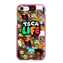 Чехол iPhone 7/8 матовый Toca Life: Persons, цвет: 3D-малиновый