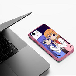 Чехол iPhone 7/8 матовый Gochuumon wa Usagi Desu ka? Cocoa, Chino & Tippi, цвет: 3D-малиновый — фото 2