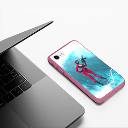 Чехол iPhone 7/8 матовый ОХРАНА НА ЧЕКУ ТРЕУГОЛЬНИК, цвет: 3D-малиновый — фото 2