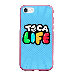 Чехол iPhone 7/8 матовый Toca Life: Logo, цвет: 3D-малиновый