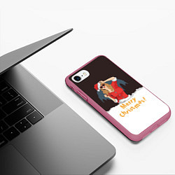 Чехол iPhone 7/8 матовый Снегурка Merry Christmas, цвет: 3D-малиновый — фото 2